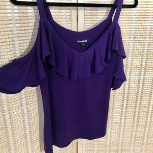 Express Ruffle Cold Shoulder Top